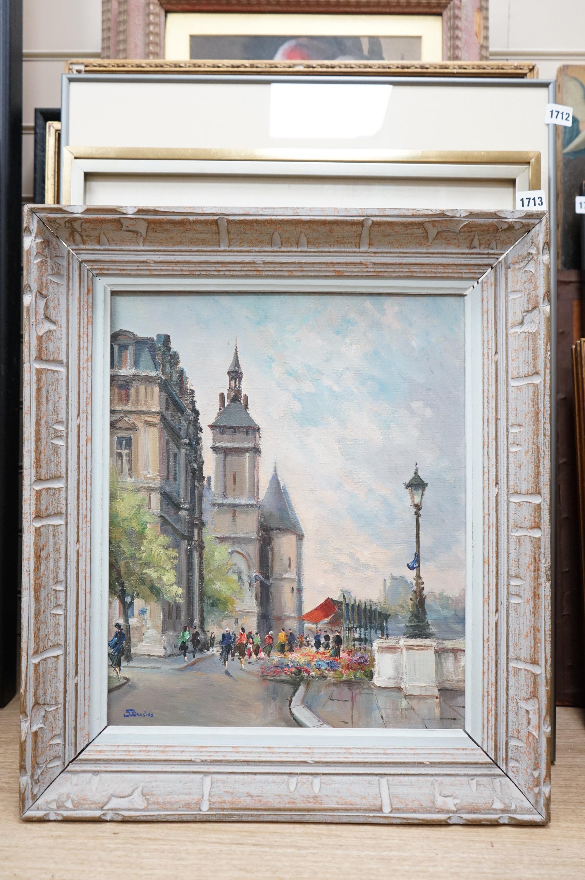 Julian Brosius (French, 1917-2004), oil on canvas, ‘On the bank of the River Seine, Paris’, signed, 45 x 37cm